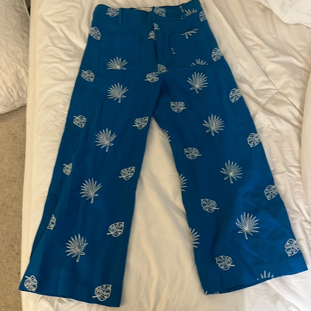 Zara embroidered cropped pants
